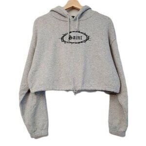 FOREVER 21 Saint Crop Sweatshirt Hoodie Sz S